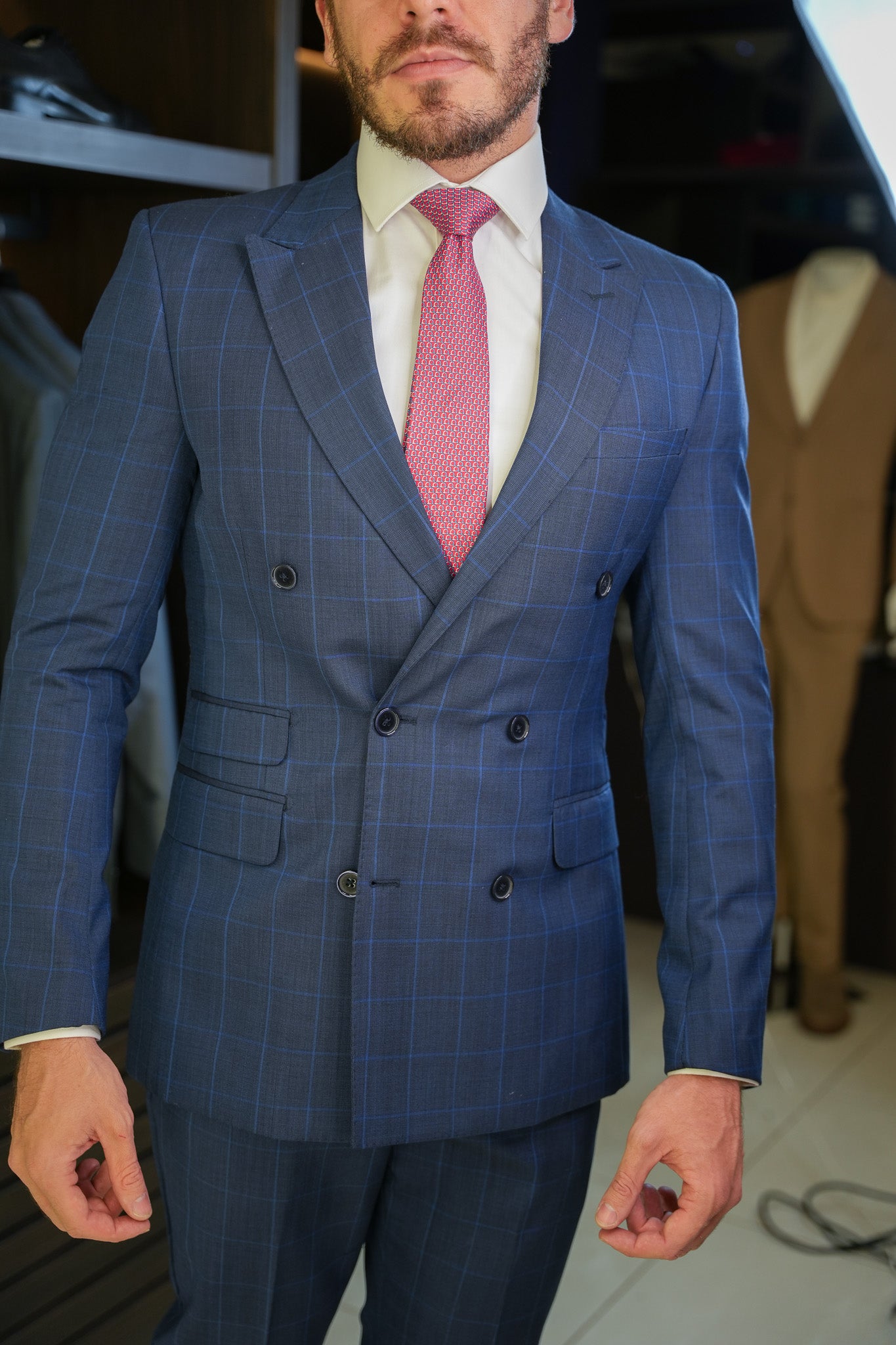 Costume Double Breasted Principe de Gales - Mrsuits