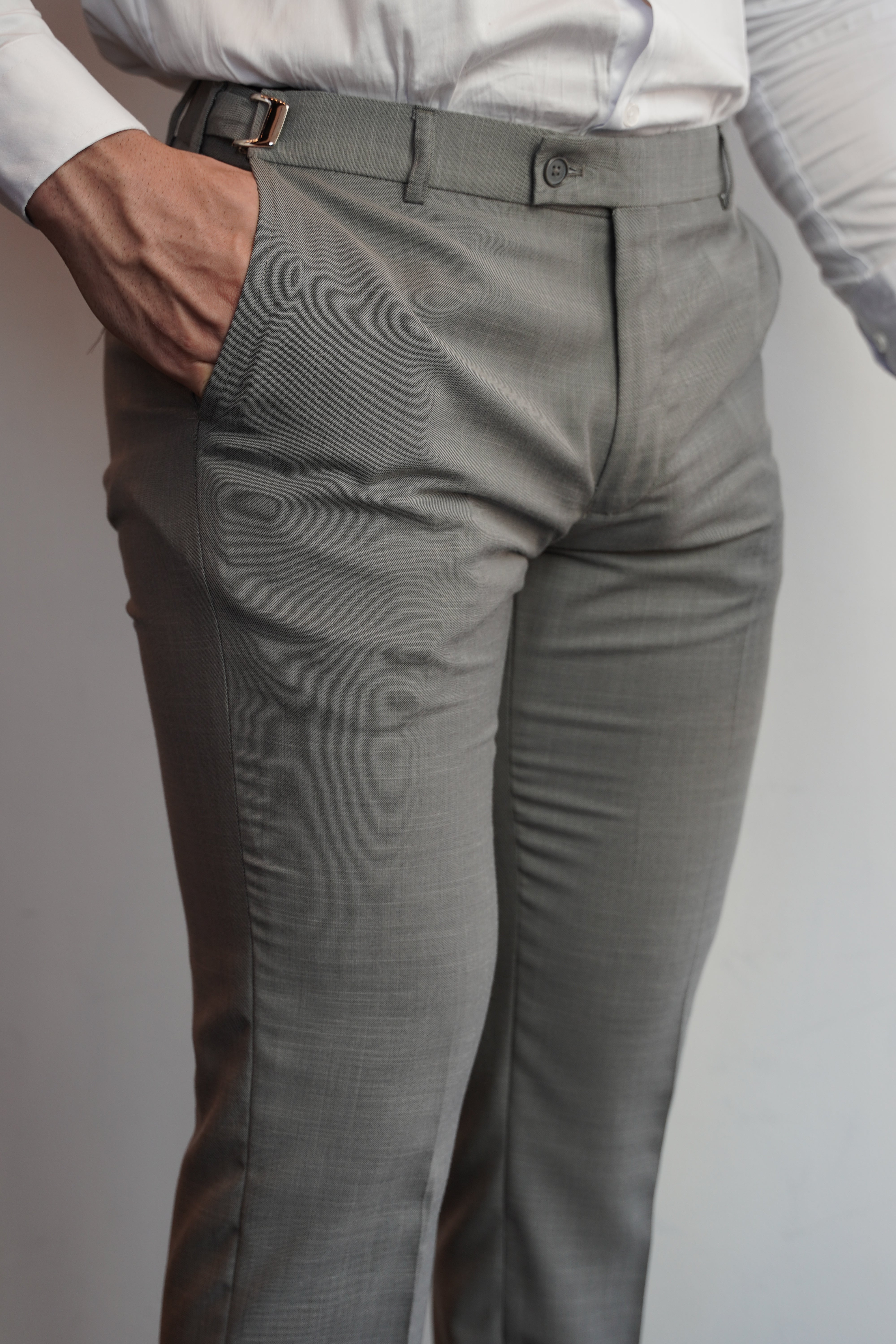 Calça Alfaiataria com Ajuste Cinza Médio - Mrsuits