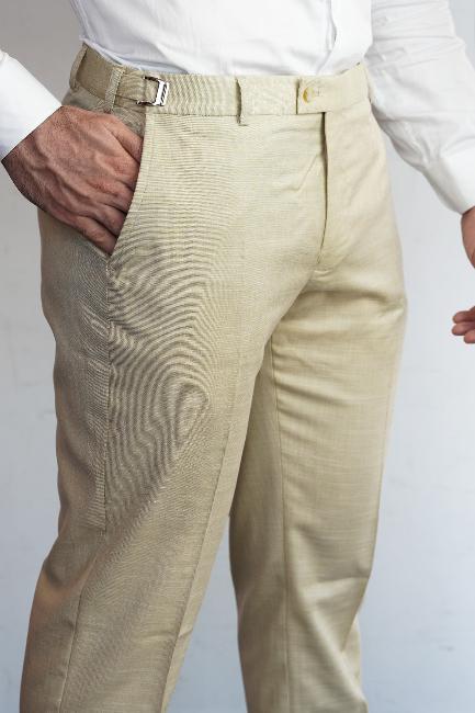 Calça Alfaiataria com Regulagem Bege - Mrsuits